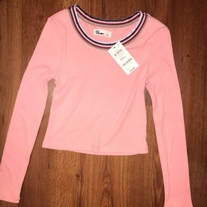 light pink long sleeve crop top